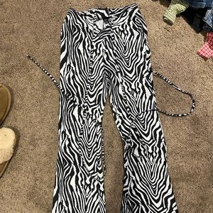zebra print flare pants
